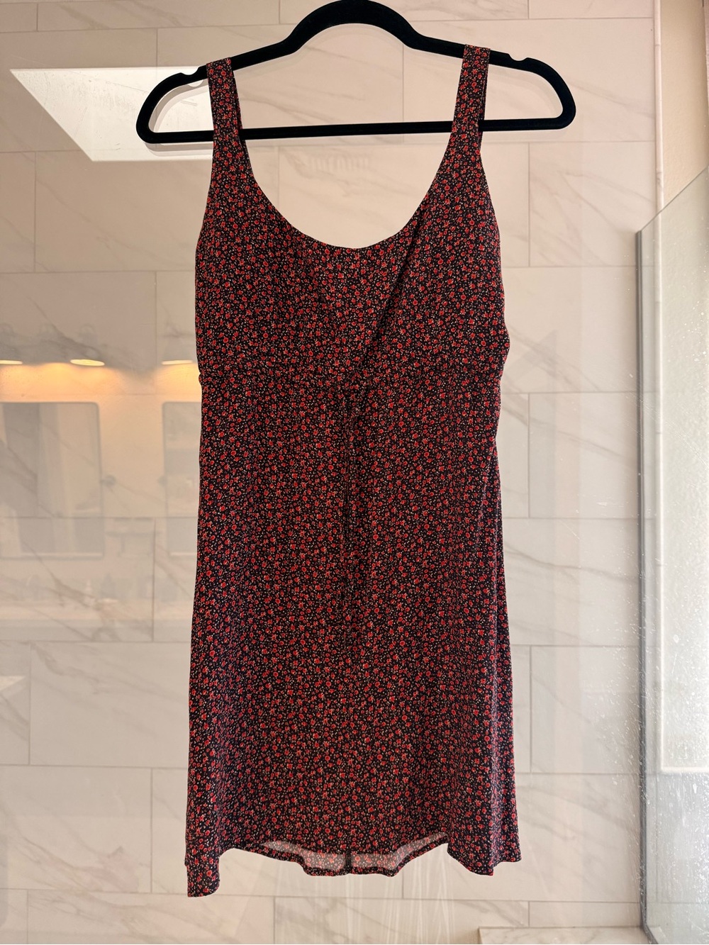 Brandy Melville Black Mini Dress with Red Floral Print